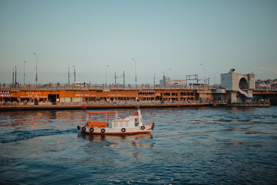 harbor restaurants at sunset in Side