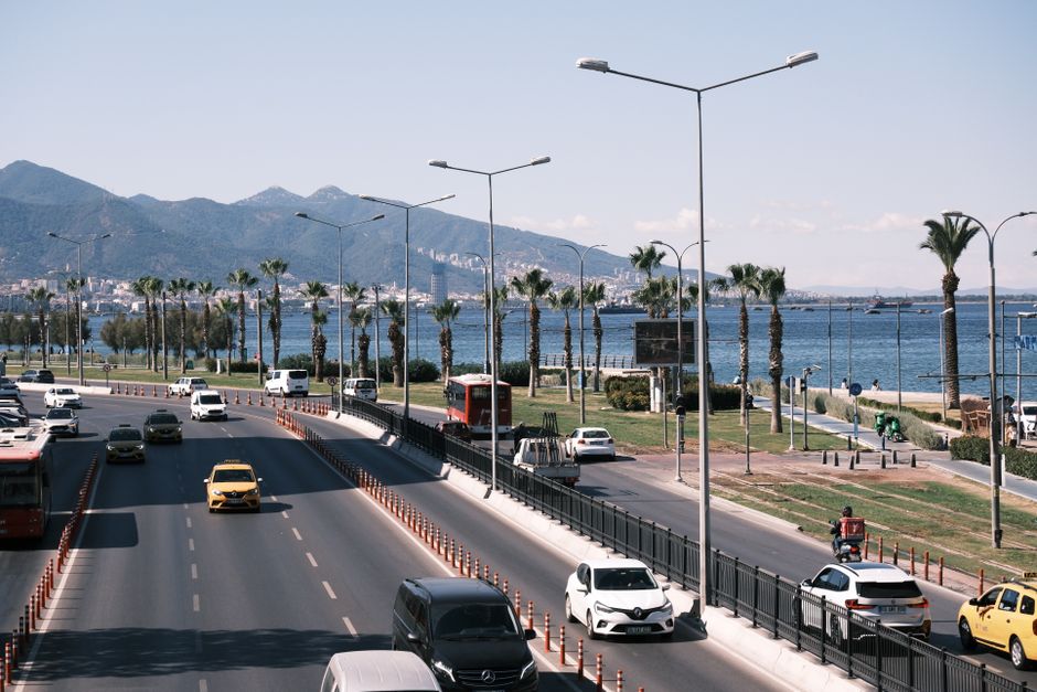 coastal highway with mountains and sea view